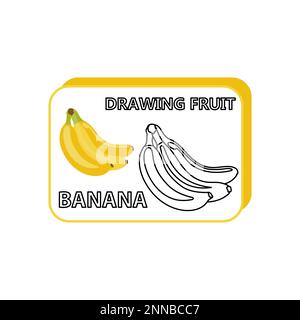Malbuch für Kinder, Bananenvektor Stock Vektor