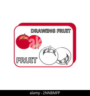 Vektor. Malseite für Kinder. Apfel. Stock Vektor