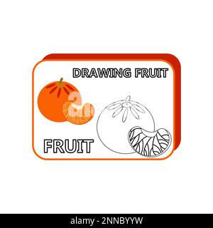 Vektorgrafik von orangefarbenen oder in Scheiben geschnittenen orangefarbenen Linien. Geeignet zum Ausmalen von Büchern und Lernmedien für Kinder. Stock Vektor