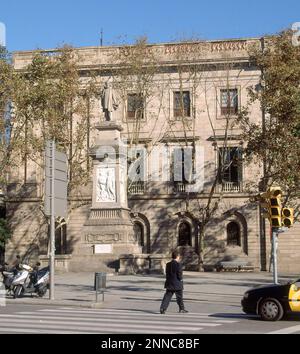 MONUMENTO A ANTONIO LOPEZ Y LOPEZ PRIMER MARQUES DE COMILLAS EN LA PLAZA QUE LLEVA SU NOMBRE - REPRODUCCION DE LOS AÑOS 40 DE FREDERIC M. AUTOR: VALLMITJANA VENANCI / MARES FREDERIC. Lage: AUSSEN. Barcelona. SPANIEN. Stockfoto