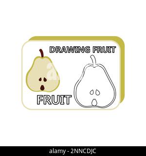 Einfache Ausmalseite. Komische Birne, um gefärbt zu werden. Malbuch zur Erziehung der Kinder Stock Vektor