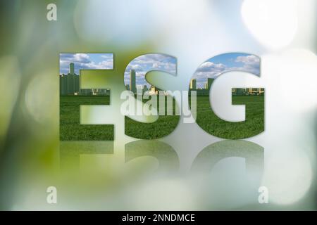 Konzept der ESG – Umwelt-, Sozial- und Governance-Rahmen Stockfoto