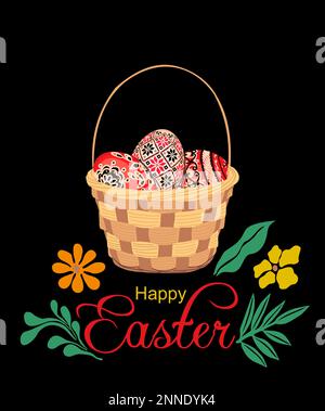 Osterkorb mit ostereier-Vektordarstellung Stock Vektor