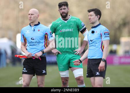 London, Großbritannien. 25. Februar 2023. Greg Peterson von Newcastle Falcons während des Gallagher Premiership Rugby-Spiels zwischen Saracens und Newcastle Falcons am 25. Februar 2023 im StoneX Stadium, London, England. Foto: Joshua Smith. Nur redaktionelle Verwendung, Lizenz für kommerzielle Verwendung erforderlich. Keine Verwendung bei Wetten, Spielen oder Veröffentlichungen von Clubs/Ligen/Spielern. Kredit: UK Sports Pics Ltd/Alamy Live News Stockfoto