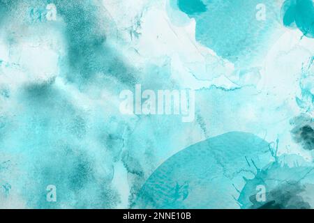 Hellblaue und weiße Aquarellstruktur. Öllackierte Struktur mit hoher Auflösung für Design. Nahtlose Textur. Text, Design und Text sind an einem leeren Platz Stockfoto