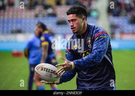 Wigan, England - 24. Februar 2023 - Wakefield Trinity's Renouf Atoni. Rugby League Betfred Super League Runde zwei Wigan Warriors gegen Wakefield Trinity im DW Stadium, Wigan, Großbritannien Stockfoto