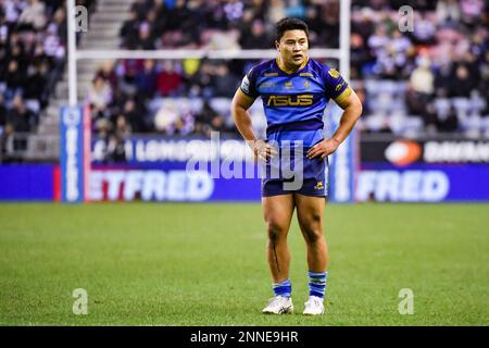 Wigan, England - 24. Februar 2023 - Wakefield Trinity's Mason Lino. Rugby League Betfred Super League Runde zwei Wigan Warriors gegen Wakefield Trinity im DW Stadium, Wigan, Großbritannien Stockfoto