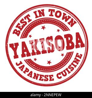 Yakisoba Grunge-Gummistempel auf weißem Hintergrund, Vektordarstellung Stock Vektor