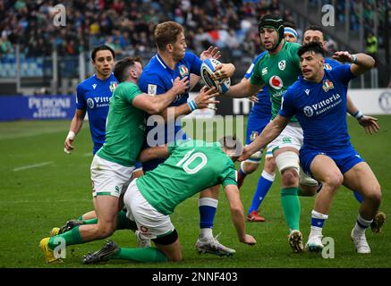 Rom, Italien 25. Februar 2023. Action während des Six Nations Rugby-Spiels zwischen Italien und Irland im Olympiastadion in Rom. Foto: Fabio Pagani/Alamy Live News Stockfoto