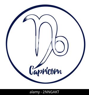 Handgezeichnete Zodiak-Schilder. Weiße Capricorn-Zodiac-Symbole auf weißem Hintergrund. Die astrologischen Symbole des Zodiac. Stock Vektor