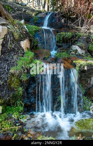 Dieser kleine Wasserfall befindet sich an der State Route 155 im Tulare County in der südlichen Sierra Nevada von Kalifornien. Stockfoto