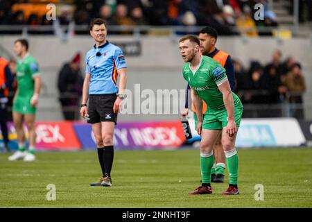 LONDON, VEREINIGTES KÖNIGREICH. 25., Feb. 2023. Brett Connon Newcastle Falcons tritt beim Gallagher Premiership Rugby Match zwischen Saracens und Newcastle Falcons im StoneX Stadium am Samstag, den 25. Februar 2023. LONDON, ENGLAND. Kredit: Taka G Wu/Alamy Live News Stockfoto