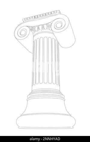 Alte griechische Säule mit einer Hauptstadt isoliert auf weißem Hintergrund. Stock Vektor