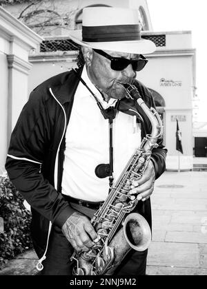 French Market, Jazzmusiker French Quarter, New Orleans, Louisiana USA, USA Stockfoto