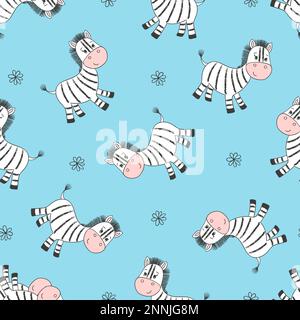 Nahtloses niedliches Zebramuster. Vektorhintergrund für Kinder, Babyabdruck. Stock Vektor