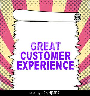 Konzeptionelle Darstellung eines herausragenden Kundenerlebnisses. Geschäftsübersicht auf freundliche und hilfreiche Weise auf Kunden reagieren Stockfoto