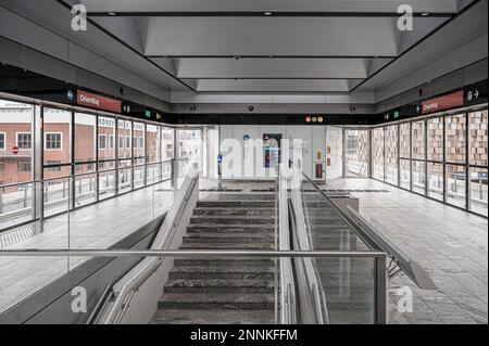 Die U-Bahn-Station Orikaj der U-Bahn-Linie M 4 in Kopenhagen, 18. Februar 2023 Stockfoto