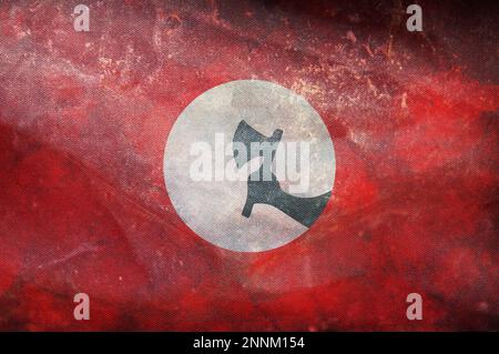 Retro-Flagge von Sindhis aus Indo-Ariern mit Grunge-Struktur. Flagge, die ethnische Gruppe oder Kultur, regionale Behörden repräsentiert. Kein Fahnenmast. Flugzeugdesi Stockfoto