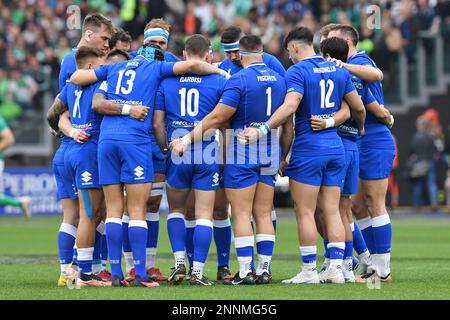 Rom, Italien. 25. Februar 2023 Italiens Spieler während des internationalen Rugby-Spiels 6 Nations Italien gegen Irland; 25. Februar 2023; Stadio Olimpico, Rom, Italien Massimo Insabato/Alamy Live News Stockfoto