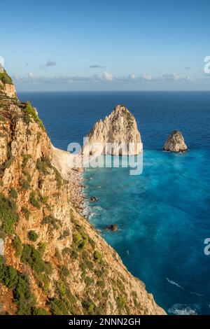 Keri Klippen auf der Insel Zakynthos, Ionisches Meer, Griechenland. Luftaufnahme Stockfoto