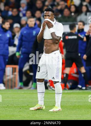 Stadion Santiago Bernabeu. 25. Februar 2023. Madrid; Spanien; Primera Division; Real Madrid gegen Atletico Madrid; Vinicius (Real Madrid) Credit: Action Plus Sports/Alamy Live News Stockfoto