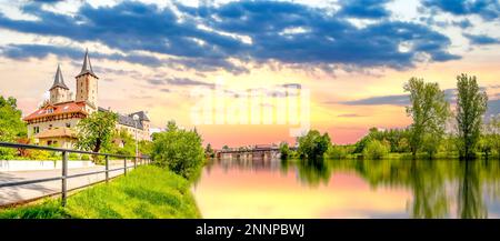 Blick über Rochlitz, Deutschland Stockfoto