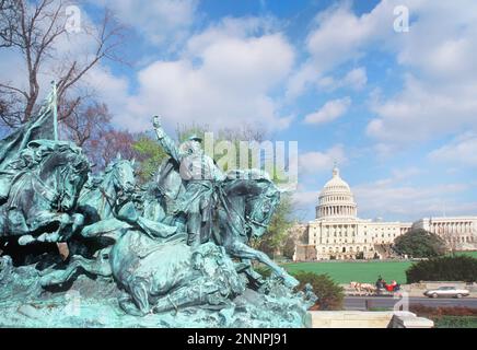 Kavallerieanklage Ulysses S Grant Memorial Washington DC und US Capitol Building in der Mall. Us-Bürgerkrieg. Amerikanische USA Stockfoto