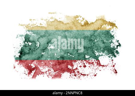 Litauen, litauischer Flaggenhintergrund auf weißem Papier in Aquarell Stockfoto