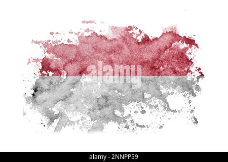 Monaco, monazanischer Flaggenhintergrund auf weißem Papier mit Aquarell Stockfoto