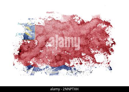 Russland, Russisch, Hintergrund der Magadan-Oblast-Flagge auf weißem Papier mit Aquarell Stockfoto