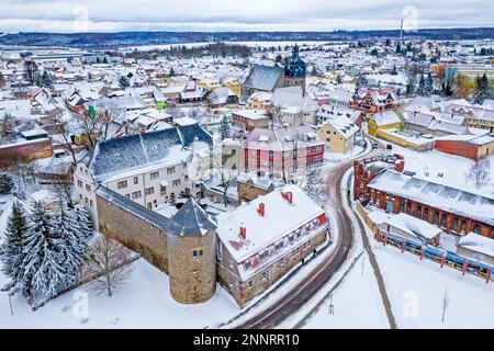 Winter Impressionen von Ballenstedt im Harz Schloss Stockfoto