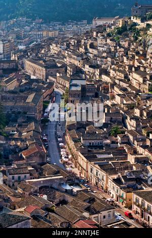 Luftaufnahme von Modica Sizilien Italien Stockfoto