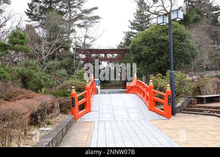 Sendai, Miyagi, Japan, Februar 2023. Sendai Castle Ruins Honmaru Hall (Historisches Museum) Stockfoto