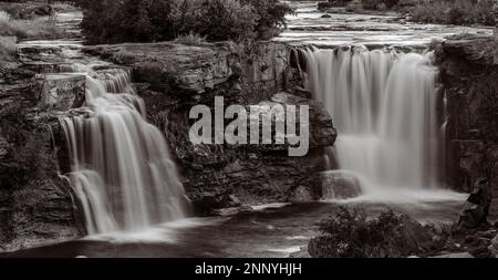 Lundbreck Falls am Crowsnest River, Lundbreck, Alberta, Kanada Stockfoto