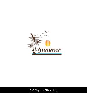 Flaches Design mit Sommerinsel-Logo Stock Vektor