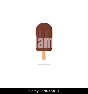 Kühles und süßes Schokoladeneis mit flachem, isoliertem weißen Hintergrund Stock Vektor