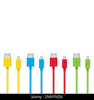 Vektordesign des Smartphone-Ladekabels in verschiedenen Farben Stock Vektor