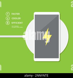 vector Smartphone Design kabelloses Ladegerät. Modernes Aufladen von Smartphones Stock Vektor