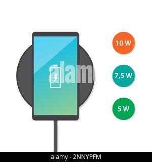 vector Smartphone Design kabelloses Ladegerät. Modernes Aufladen von Smartphones Stock Vektor