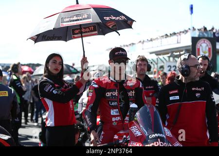 Victoria, Australien. 26. Februar 2023. Michael Ruben Rinaldi (ITA)Racing für Aruba.IT Racing - Ducati - sitzt vor dem zweiten Rennen der MOTUL FIM Superbike World Championship 2023 in Phillip Island, Australien, am 26. Februar 2023 auf dem Spielfeld - Bildkredit: brett keating/Alamy Live News Stockfoto