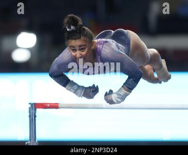 Louisville, KY, USA. 25. Februar 2023. USA Gymnastics 2023 Winter Cup, Louisville, KY – 25. Februar 2023 – Addison Fatta (Prestige) tritt beim USAG Winter Cup 2023 in Louisville, KY, an. Foto von Wally Nell/ZumaPress (Kreditbild: © Wally Nell/ZUMA Press Wire) NUR REDAKTIONELLE VERWENDUNG! Nicht für den kommerziellen GEBRAUCH! Kredit: ZUMA Press, Inc./Alamy Live News Stockfoto