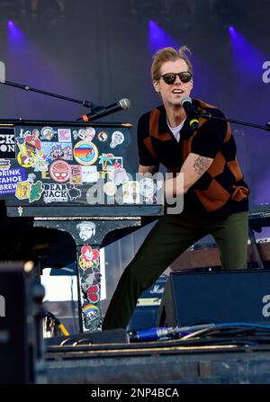 Tempe, Arizona, USA. 25. Februar 2023. Andrew McMahon tritt auf der Bühne auf. Tag 1 des Innings Festivals 2023 Musikfestival. Kredit: Ken Howard/Alamy Live News Stockfoto