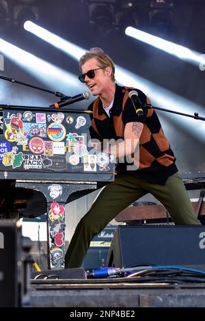 Tempe, Arizona, USA. 25. Februar 2023. Andrew McMahon tritt auf der Bühne auf. Tag 1 des Innings Festivals 2023 Musikfestival. Kredit: Ken Howard/Alamy Live News Stockfoto