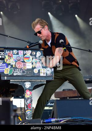 Tempe, Arizona, USA. 25. Februar 2023. Andrew McMahon tritt auf der Bühne auf. Tag 1 des Innings Festivals 2023 Musikfestival. Kredit: Ken Howard/Alamy Live News Stockfoto