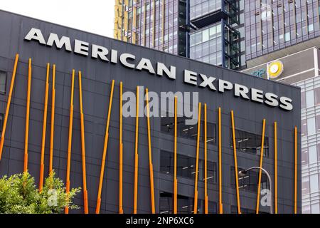 Sydney, Australien - 8. Februar 2023: Der American Express Tower in Sydney, Australien. Teil der US-amerikanischen multinationalen Finanzdienstleistungsgruppe Stockfoto