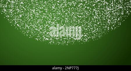 Schneefall Overlay weihnachten Hintergrund. Subtile fliegende Schneeflocken und Sterne auf weihnachtlichem grünem Hintergrund. Festlicher Schneefall-Overlay. Breite Vektorillust Stock Vektor