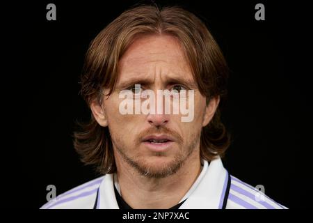 Madrid, Madrid, Spanien. 25. Februar 2023. Luka Modric von Real Madrid während des Fußballspiels La Liga zwischen Real Madrid CF und Atletico de Madrid im Stadion Santiago Bernabeu in Madrid, Spanien, 25. Februar 2023 (Kreditbild: © Ruben Albarran/ZUMA Press Wire) NUR REDAKTIONELLE VERWENDUNG! Nicht für den kommerziellen GEBRAUCH! Stockfoto