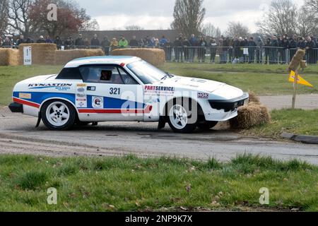 Triumph TR8 Rally Car bei Race Retro 2023 Exhibition und Rally Stages im Stoneleigh Park Warwickshire UK Stockfoto