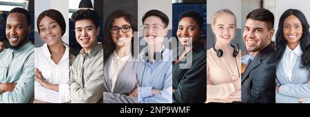 Die Zusammensetzung lächelnder multikultureller junger Geschäftsleute Stockfoto