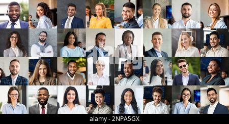 Eine Reihe erfolgreicher junger Geschäftsmänner und -Frauen Stockfoto